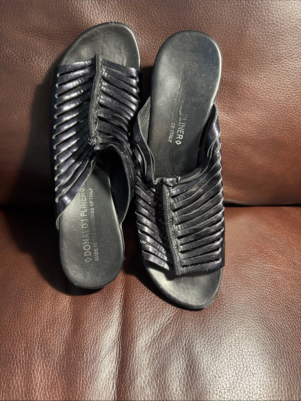Donald J. Pliner Black Strappy Slide Mules